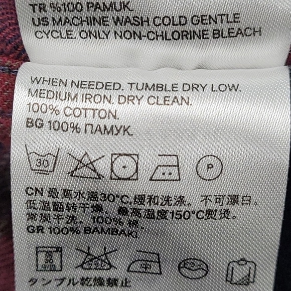 Burgandy Plaid Flannel Regular Fit High Low Button Front Shirt Size XS - Picture 12 of 12